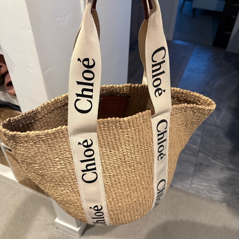 Chloe Tan Tote Bag with Luxury Branding